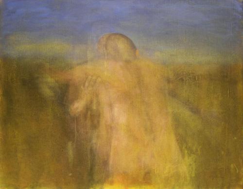 Deux personnages dans un paysage - acrylique sur toile 125 X 98 cm 2002