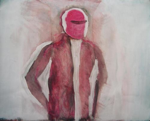 Homme aspergé au visage - acrylique sur toile 120 X 150 cm 2001