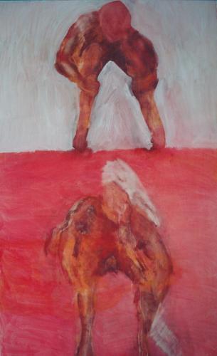 Nageurs assis - acrylique sur toile 125 X 206 cm 2001