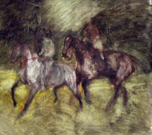 Chevaux au galop - acrylique sur toile 101 X 95 cm 2012