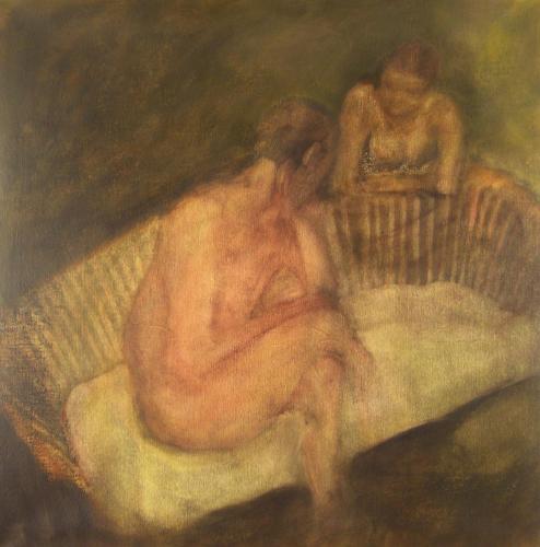 Deux personnages avec divan - acrylique sur toile 101 X 102 cm 2007