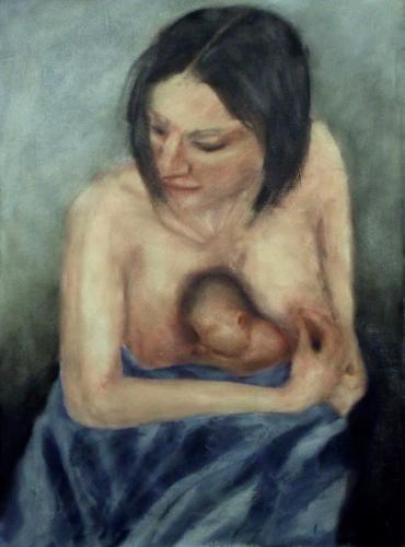 Femme avec enfant - acrylique sur toile 139 X 98 cm 2012