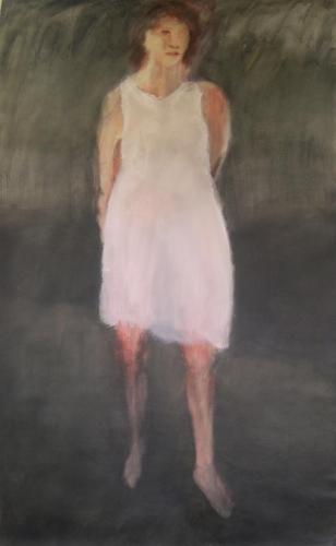 Femme en robe blanche - acrylique sur toile 120 X 204 cm 2007