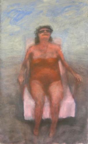 Femme prenant le soleil - acrylique sur toile 2008
