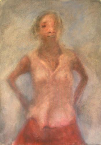 Jeune fille en jupe rouge - acrylique sur toile 72 X 100 cm 2008