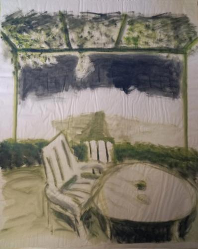 La pergola - acrylique sur papier kraft 100X 120 cm 2023