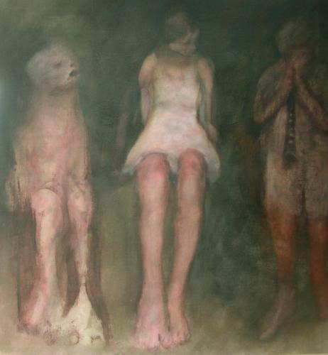 Trois figures avec clarinette - acrylique sur toile 106 X 103 2007