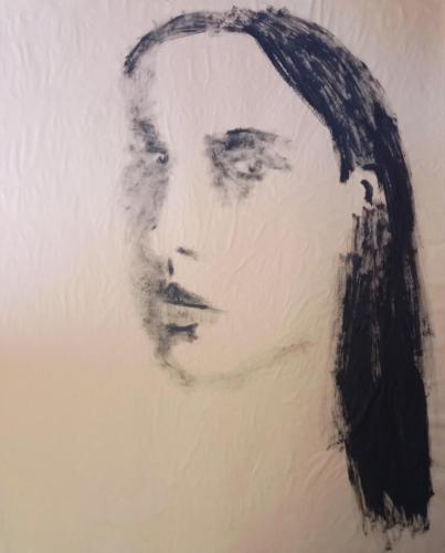 Visage - acrylique sur papier kraft 100X 120 cm 2023